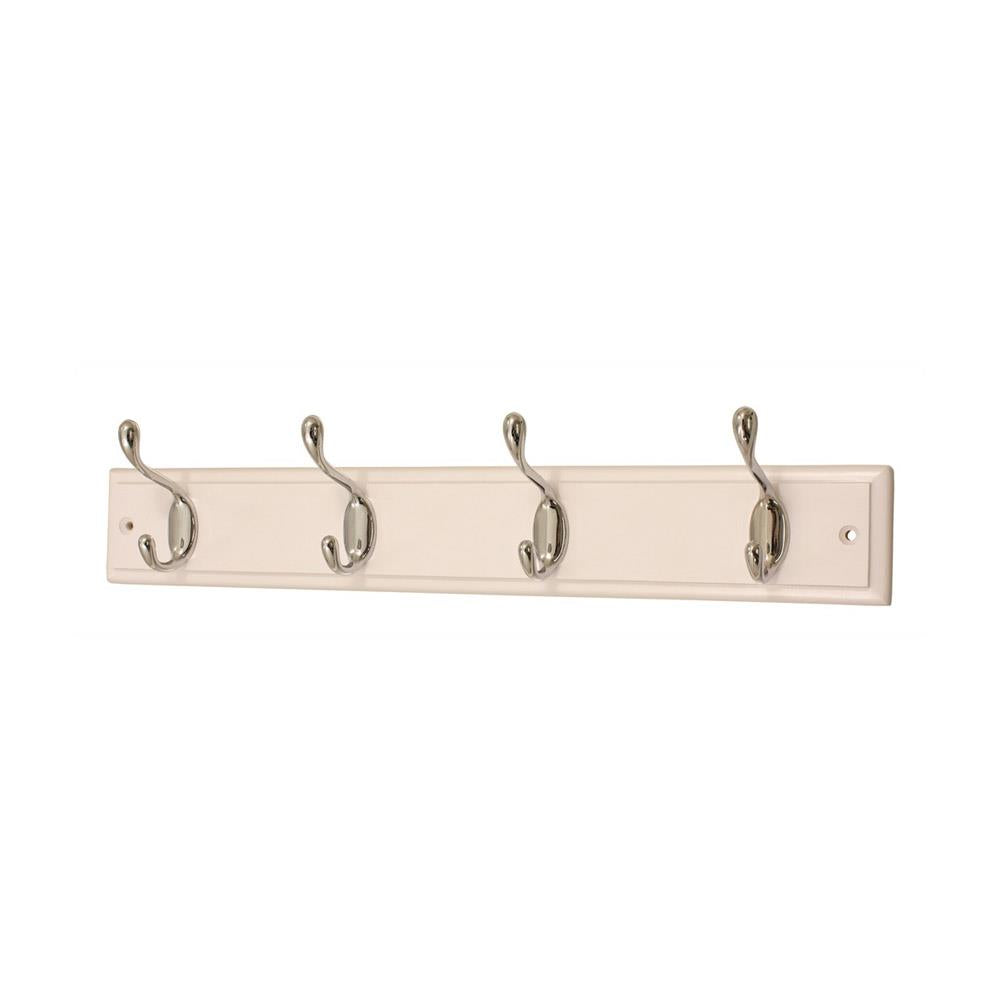 Headbourne 4 Hook Hookrail White and Chrome Coat Hooks at Snape & Sons