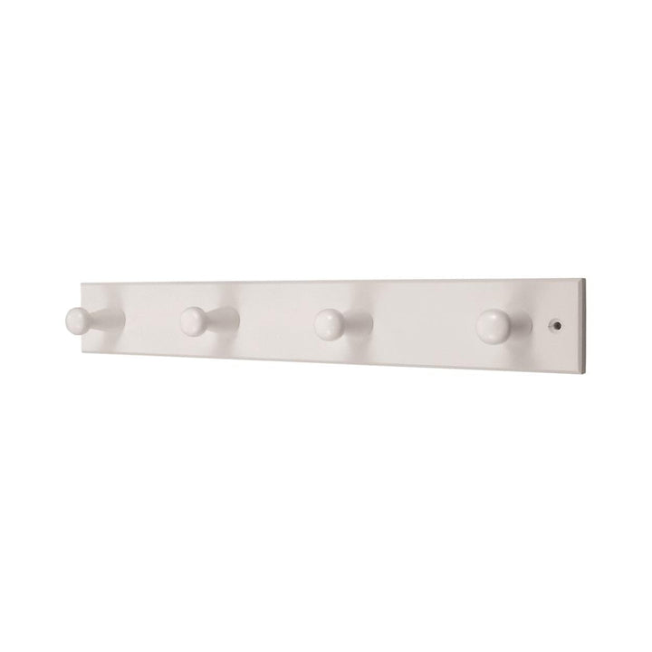 Headbourne - White 4 Hookrail with Wood Peg Hooks Coat Hooks | Snape & Sons