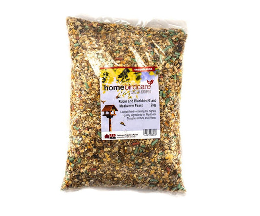 Home Birdcare - Robin and Blackbird Mealworm Feast 2kg Bird Seed Mixes | Snape & Sons