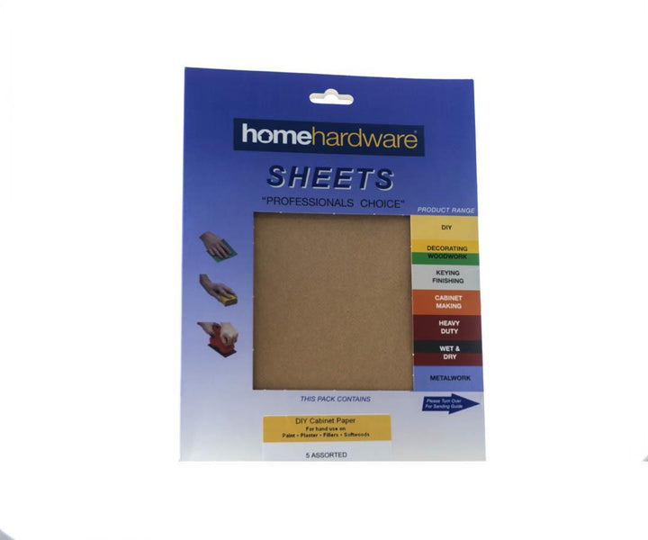 Home Hardware - Cabinet Paper Assorted x5 Sanding Sheets | Snape & Sons