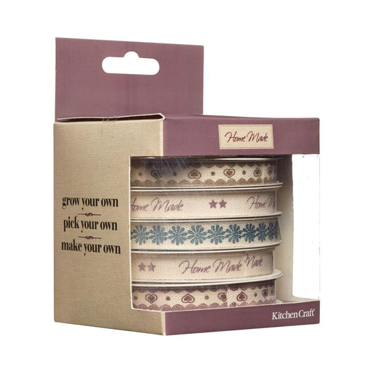 Home Made - 5 Piece 3m Jute Ribbon Set Jam Jar Lids & Covers | Snape & Sons