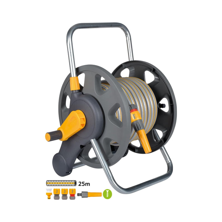 Hozelock 2-in-1 Open Reel + 25m Hose and FREE FITTINGS Hose Reels | Snape & Sons