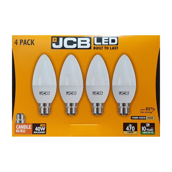 JCB - 6W LED Candle Pearl B22/BC x4 Candle Bulbs | Snape & Sons