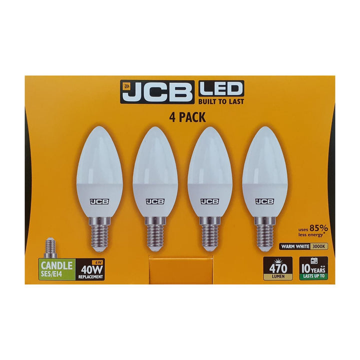 JCB - 6W LED Candle Pearl E14/SES x4 Candle Bulbs | Snape & Sons