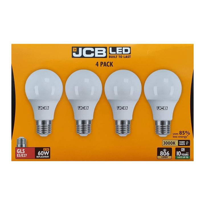 JCB - 8.2W LED GLS Pearl E27/ES x4 GLS Bulbs | Snape & Sons