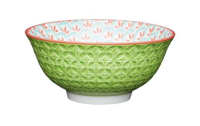 KitchenCraft - Glazed Stoneware Bowl Geometric Lime Serving Bowls | Snape & Sons