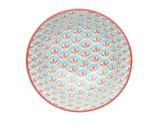 Glazed Stoneware Bowl Geometric Lime