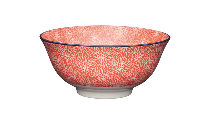 KitchenCraft - Glazed Stoneware Bowl Red Floral Serving Bowls | Snape & Sons