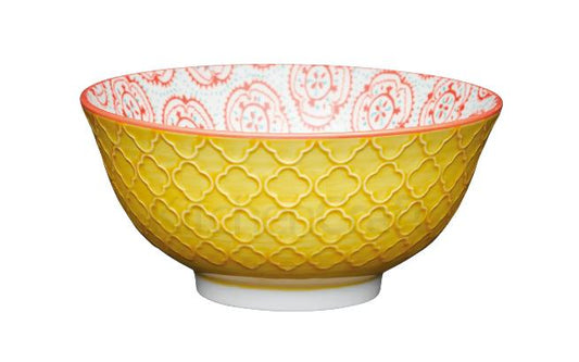 KitchenCraft - Glazed Stoneware Bowl Yellow Floral Serving Bowls | Snape & Sons