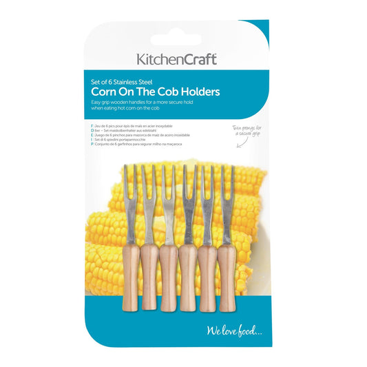 KitchenCraft - Wooden Corn Cob Holders x6 Miscellaneous Kitchen Tools | Snape & Sons