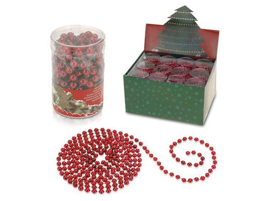 Koopman - Red 7.5m Bead Garland Hanging Decorations | Snape & Sons