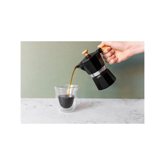 La Cafetiere - Venice 3 Cup Black Espresso Moka Pot 150ml Espresso Makers | Snape & Sons