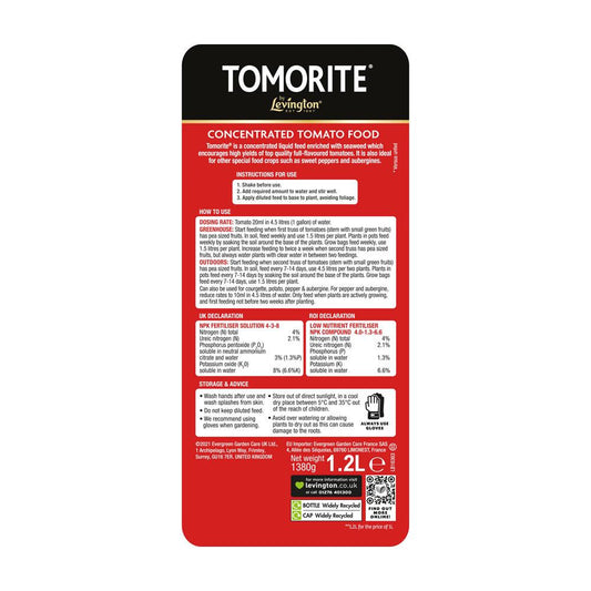 Levington - Liquid Tomorite 1.2L - 20% EXTRA FREE Liquid Plant Feeds | Snape & Sons