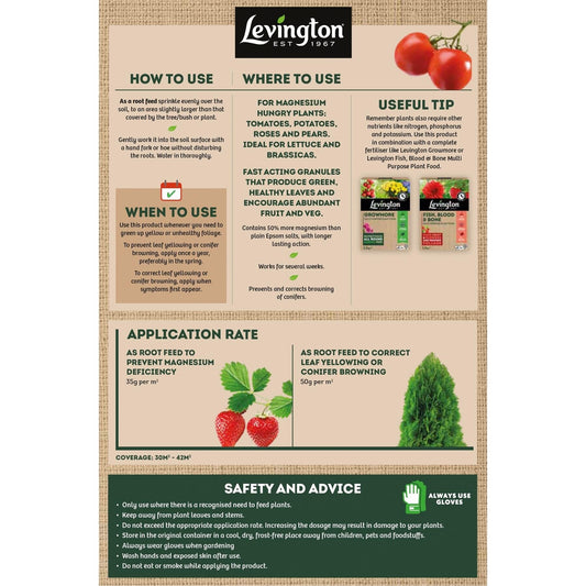 Levington Organic Epsom Salts+ 1.5kg Soil Improvers | Snape & Sons