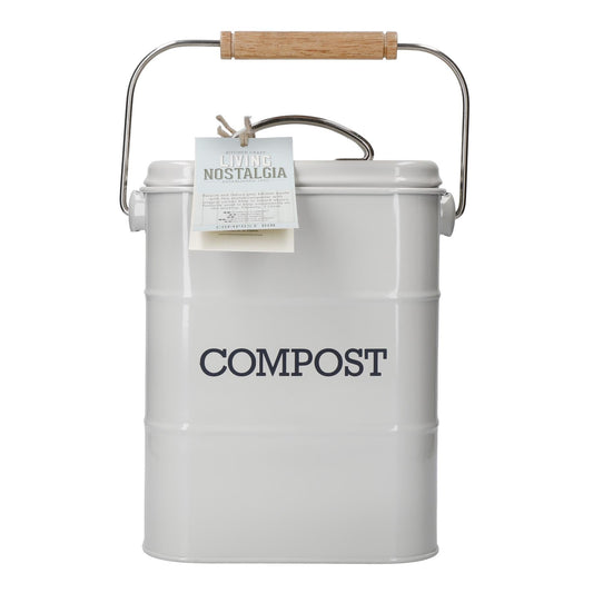 Living Nostalgia - French Grey Compost Pail 3L Compost Caddy Bins | Snape & Sons