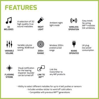 Lloytron - Illuminating Hearing Impaired Cordless Door Chime Kit Door Bell Kits | Snape & Sons
