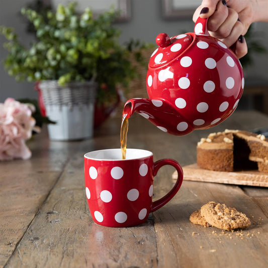 London Pottery - Globe Teapot 4 Cup Red Spot 900ml Teapots | Snape & Sons