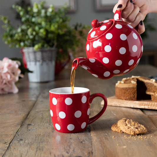 Globe Teapot 4 Cup Red Spot 900ml