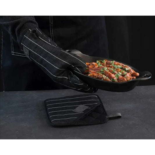 Charcoal Stripe Double Oven Mitts