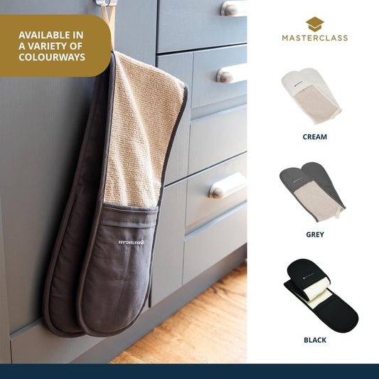 Master Class - Deluxe Double Oven Glove Grey Oven Gloves & Mitts | Snape & Sons