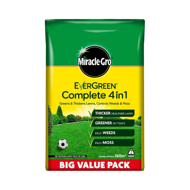 Miracle Gro Evergreen Complete 4-in-1 Value Pack 360m2 Lawn Treatment | Snape & Sons