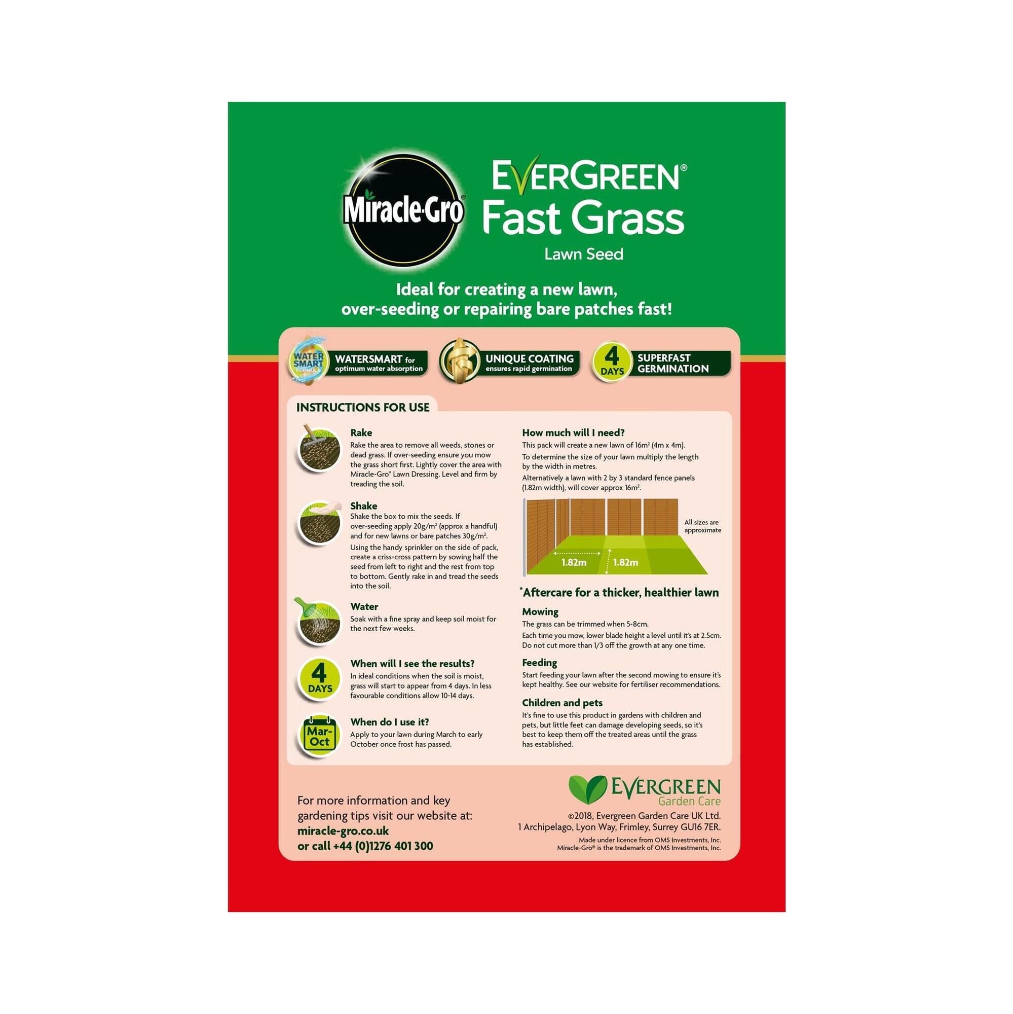 Evergreen Fast Grass Lawn Seed 480g Snape & Sons