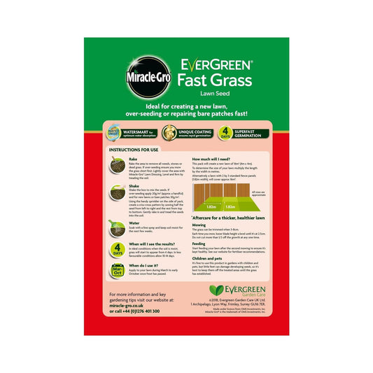 Miracle Gro - Evergreen Fast Grass Lawn Seed 480g Lawn Seed | Snape & Sons