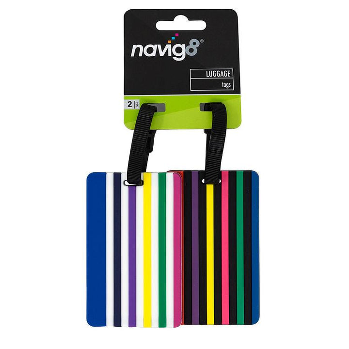 Navig8 - Striped Luggage Tags Twin Pack Travel Accessories | Snape & Sons