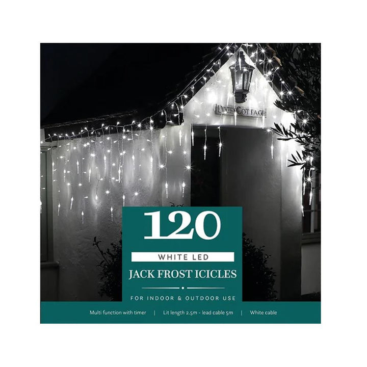 Noma - Jack Frost Icicles 120 LED White Mains LED Fairy Lights | Snape & Sons