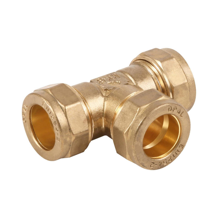 Plumb Best Compression Fitting Equal Tee Brass 15mm Pipe Fittings | Snape & Sons