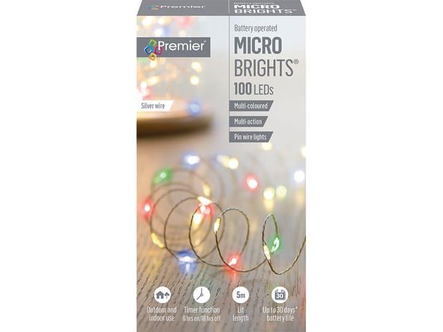Premier Decorations - 200 LED Multi-Coloured Micro Brights Battery LED Fairy Lights | Snape & Sons