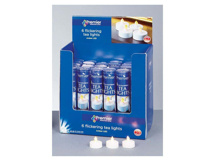 Premier Decorations - Flickering LED Tealights x 6 LED Candles | Snape & Sons
