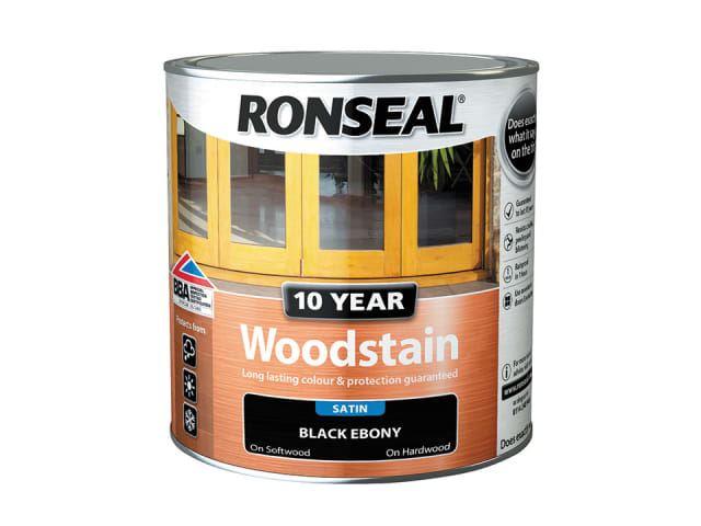 Ronseal - 10 Year Satin Woodstain Black Ebony 250ml Exterior Wood Stains | Snape & Sons