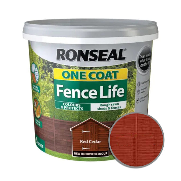 Ronseal - One Coat Fence Life Red Cedar 5Ltr Shed & Fence Paint | Snape & Sons