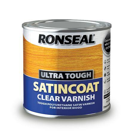 Ronseal - Ultra Tough Hardglaze Satincoat Varnish 250ml Varnishes | Snape & Sons
