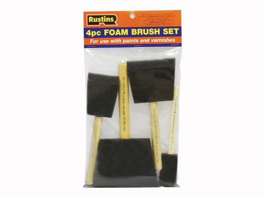 Rustins - Foam Brushes 4pc Set Paint Brushes | Snape & Sons