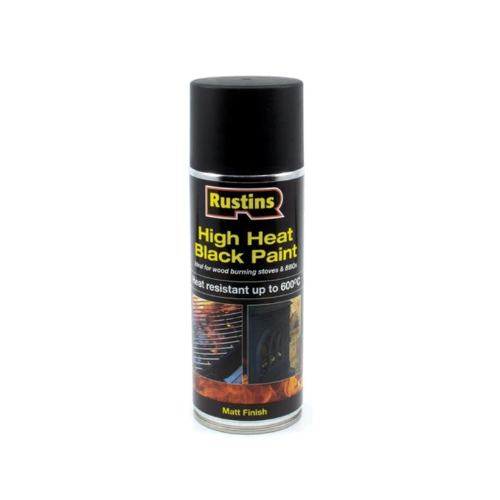 Rustins High Heat 600C Matt Black Aerosol 400ml Speciality Paints | Snape & Sons