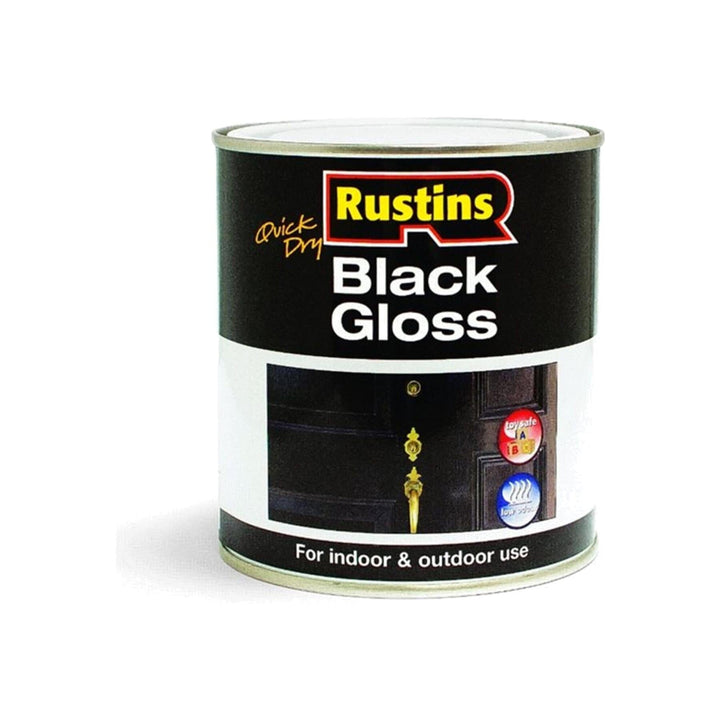 Rustins Quick Dry Black Gloss Paint 250ml Wood & Metal Paints | Snape & Sons