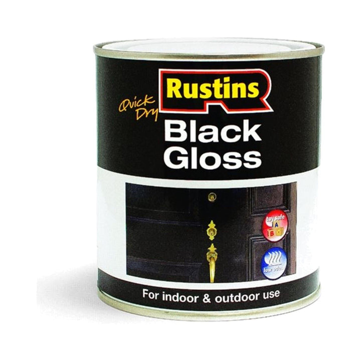 Rustins Quick Dry Black Gloss Paint 500ml Wood & Metal Paints | Snape & Sons