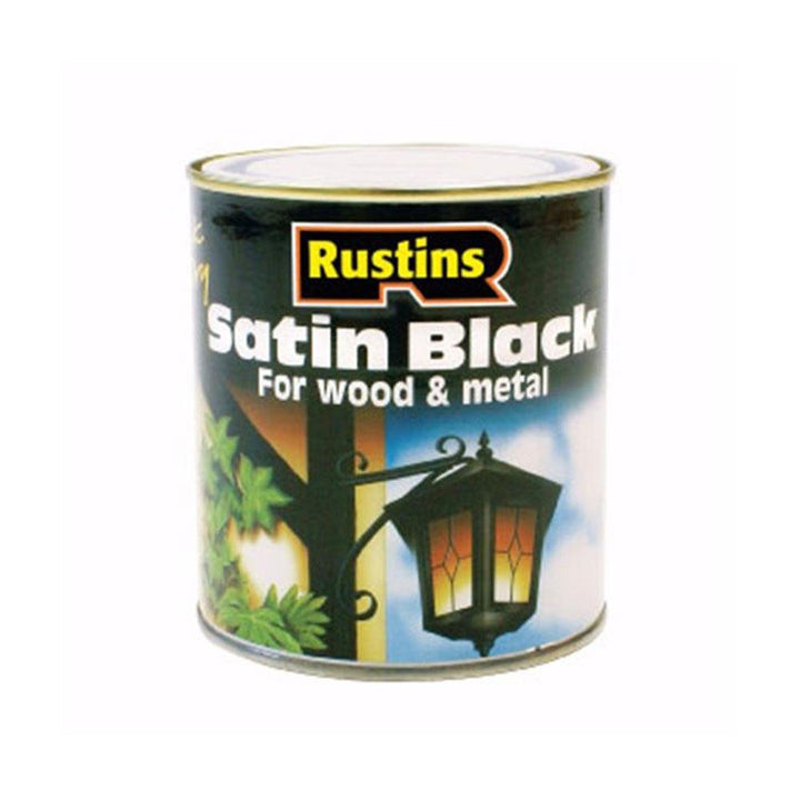 Rustins - Quick Dry Black Satin Paint 250ml Speciality Paints | Snape & Sons