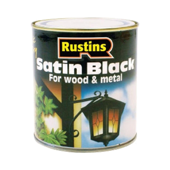 Rustins Quick Dry Black Satin Paint 500ml Wood & Metal Paints | Snape & Sons