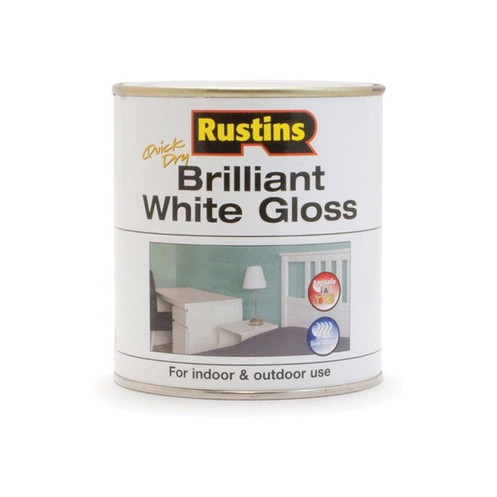 Rustins Quick Dry Brilliant White Gloss Paint 250ml Wood & Metal Paints | Snape & Sons