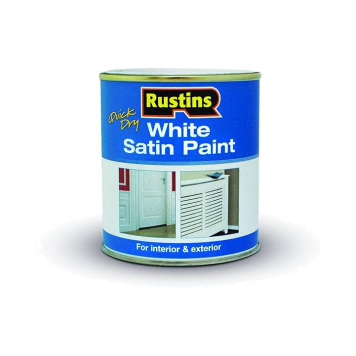Rustins Quick Dry White Satin Paint 250ml Wood & Metal Paints | Snape & Sons
