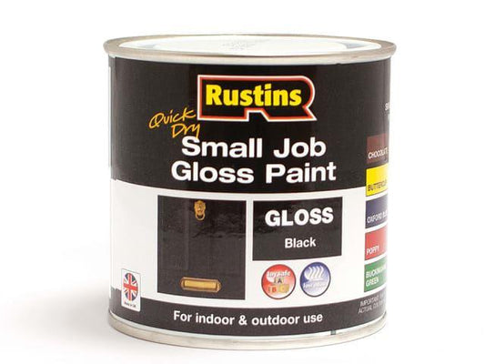 Rustins - Small Job Black Gloss 250ml Exterior Wood & Metal Paints | Snape & Sons