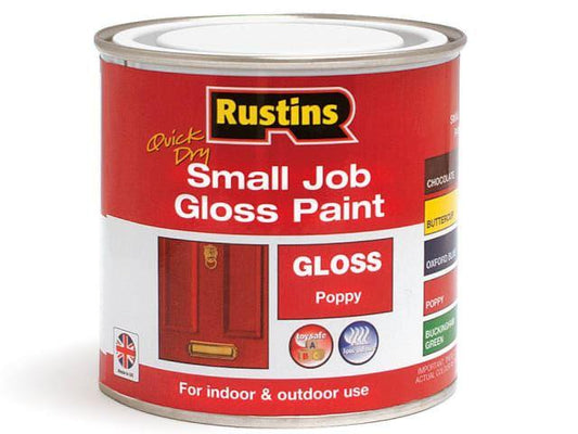 Rustins - Small Job Poppy Red Gloss 250ml Exterior Wood & Metal Paints | Snape & Sons