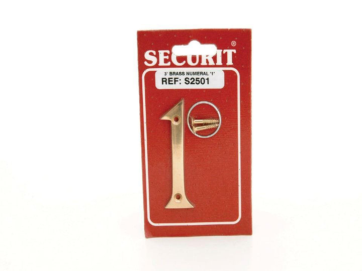 Securit - Brass Numeral No.1 Door Numerals | Snape & Sons