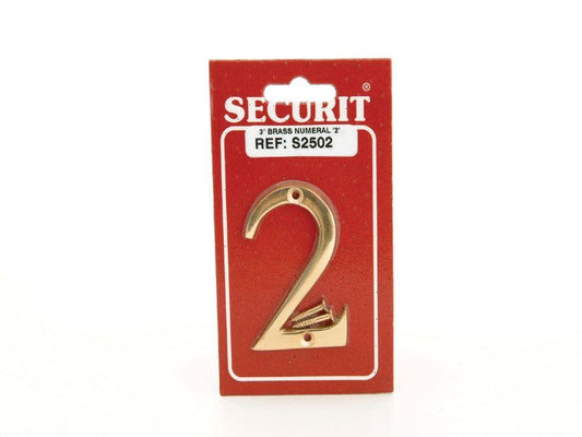 Securit - Brass Numeral No.2 Door Numerals | Snape & Sons