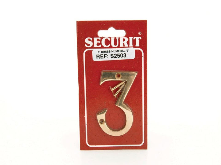 Securit - Brass Numeral No.3 Door Numerals | Snape & Sons