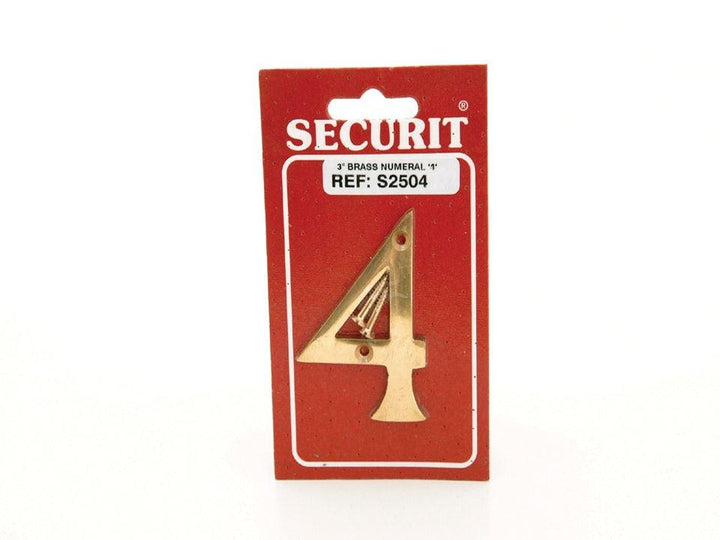 Securit - Brass Numeral No.4 Door Numerals | Snape & Sons