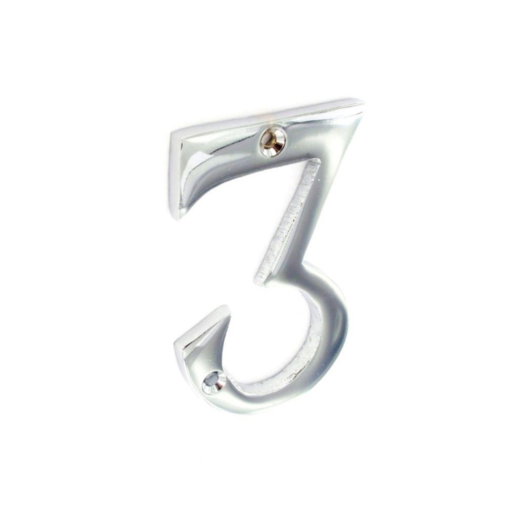 Securit - Chrome Numeral No.3 75mm Door Numerals | Snape & Sons